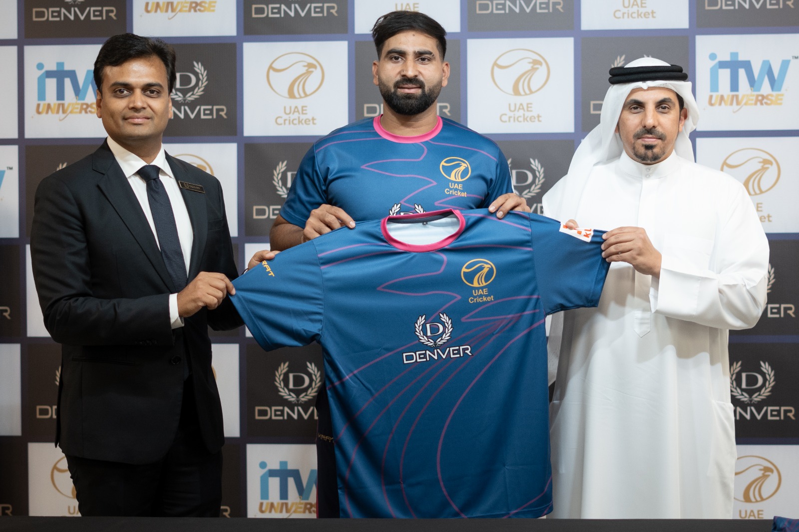 L-R Saurabh Gupta, MD and CEO of Hamilton Sciences Group (Denver), Muhammad Waseem, Captain UAE Cricket Team
